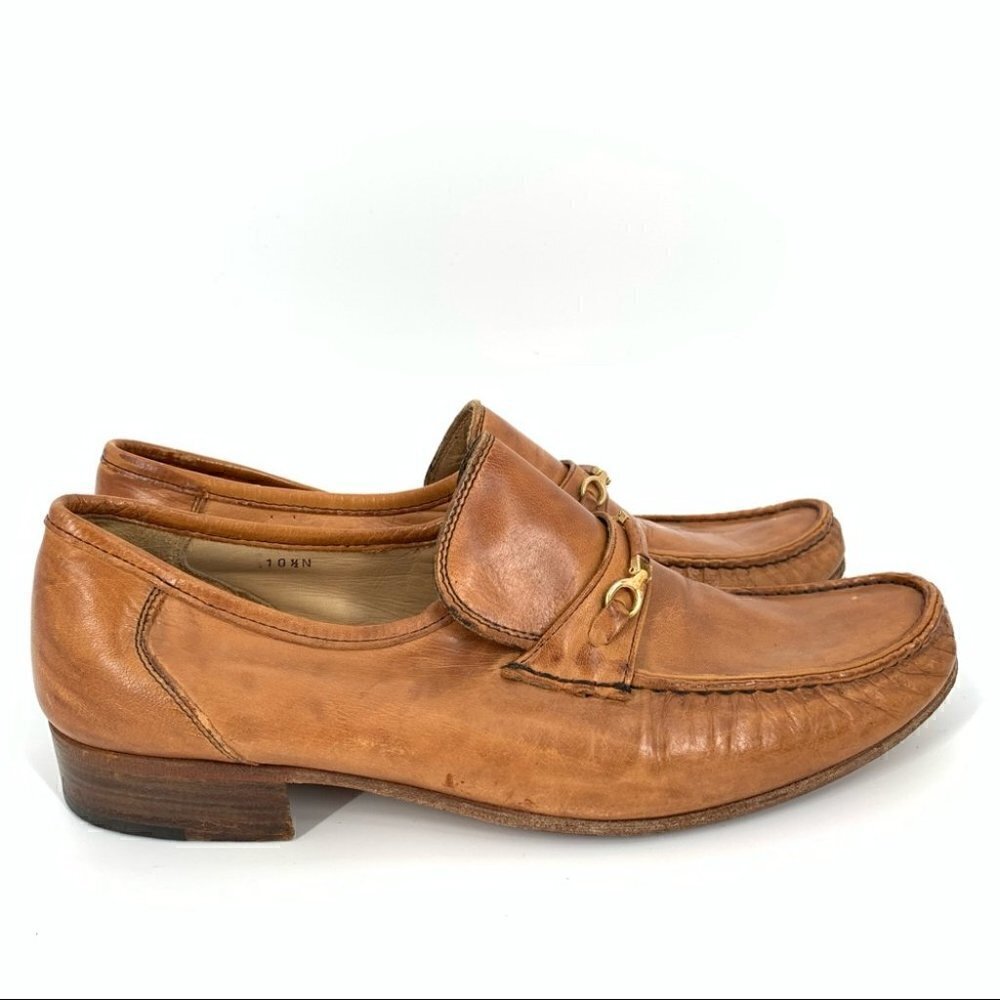 Bally Mens Loafers Size 10.5 N Tan Italian Leather Horsebit